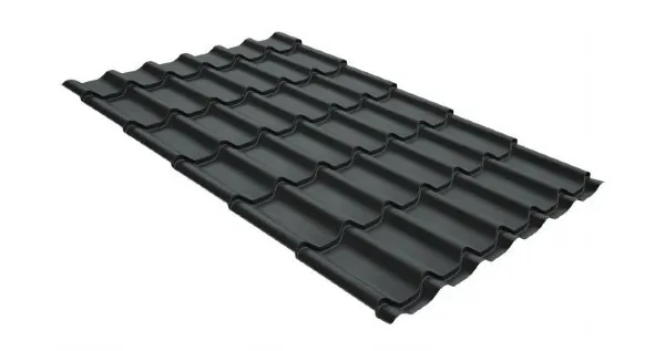 Металлочерепица классик GL 0,5 GreenCoat Pural Matt RR 23 темно-серый (RAL 7024 мокрый асфальт) купить в Усть-Куте