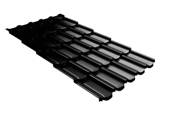 Металлочерепица квинта плюс с 3D резом 0,5 GreenСoat Pural Matt RR 33 черный (RAL 9005 черный) купить в Усть-Куте