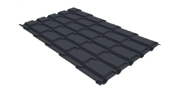 Металлочерепица GL квадро профи 0,5 GreenCoat Pural RR 23 темно-серый (RAL 7024) мокрый асфальт купить в Усть-Куте