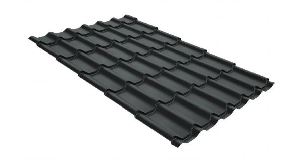 Металлочерепица классик GL 0,5 GreenCoat Pural RR 23 темно-серый (RAL 7024 мокрый асфальт) купить в Усть-Куте