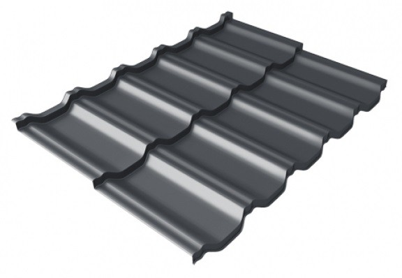Металлочерепица модульная Квинта Uno Grand Line c 3D резом 0,5 Satin Мatt RAL 7024 мокрый асфальт купить в Усть-Куте