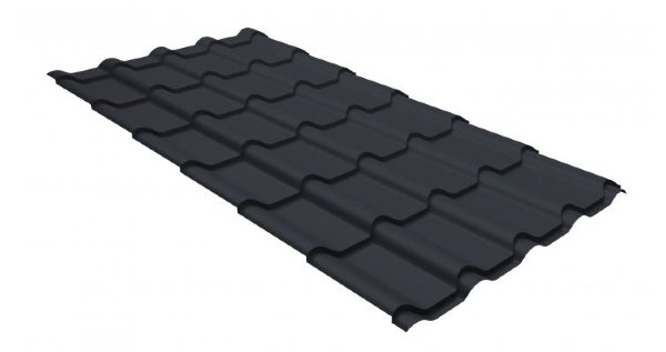 Металлочерепица камея GL 0,5 GreenCoat Pural matt RR 23 темно-серый (RAL 7024 мокрый асфальт) купить в Усть-Куте