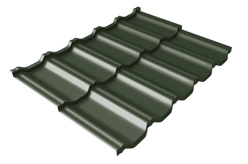 Металлочерепица модульная Квинта Uno Grand Line c 3D резом 0,5 Velur RAL 6020 хромовая зелень купить в Усть-Куте