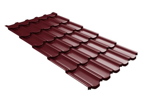 Металлочерепица квинта плюс с 3D резом 0,5 Satin RAL 3005 красное вино купить в Усть-Куте