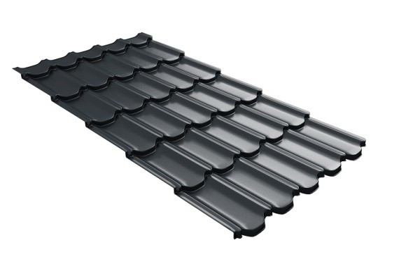 Металлочерепица квинта плюс с 3D резом 0,5 Satin RAL 7016 антрацитово-серый купить в Усть-Куте