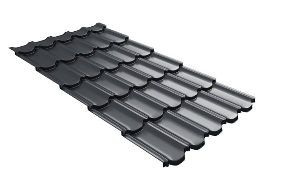 Металлочерепица квинта плюс с 3D резом 0,5 Satin Мatt RAL 7024 мокрый асфальт купить в Усть-Куте