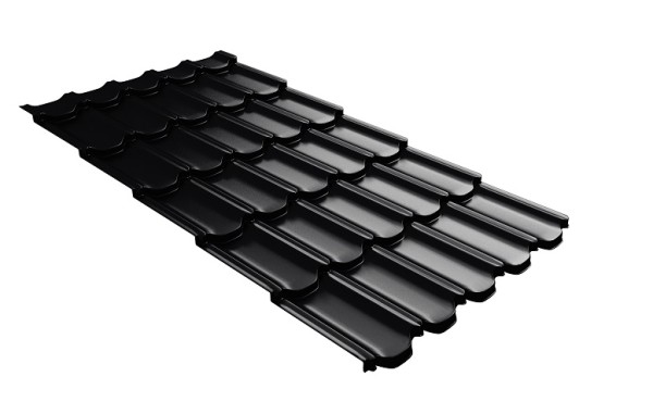 Металлочерепица квинта плюс с 3D резом 0,5 Satin Мatt RAL 9005 черный купить в Усть-Куте
