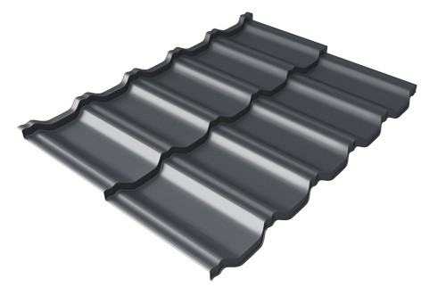 Металлочерепица модульная Квинта Uno Grand Line c 3D резом 0,5 Velur RAL 7024 мокрый асфальт купить в Усть-Куте