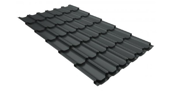 Металлочерепица квинта плюс 0,5 GreenCoat Pural RR 23 темно-серый (RAL 7024 мокрый асфальт) купить в Усть-Куте